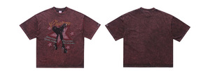 Faded Acid Wash Tee with Custom Glamour Star Print Men's Streetwear Regular Fit Casual Vintage Style 100% Cotton 300g <strong>T</strong>-<strong>Shirt</strong> - Product Image 3