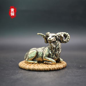 Figura de cabra de latón, estilo antiguo, adorno de escritorio, decoración del hogar, 1 unidad - Product Image 1