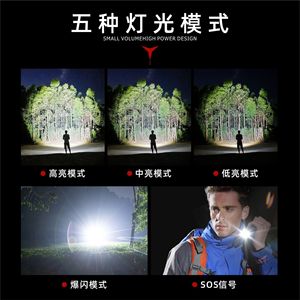 ไฟฉายซูม T6 LED แบตเตอรี่แบบชาร์จได้ ปรับโฟกัสได้ พกพาสะดวก ไฟฉายเลเซอร์สีขาวขนาดเล็ก - Product Image 3