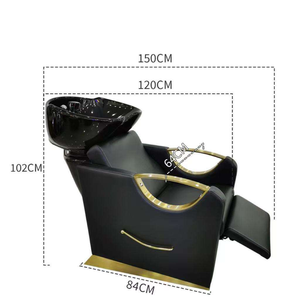 Fauteuil de lavage noir pour salon de coiffure et spa capillaire, équipement de soin de la tête avec pieds surélevés - Product Image 6