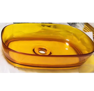 Coloré clair résine pierre lavabo salle de bain art comptoir transparent résine bassins ovale éviers - Product Image 3