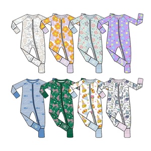 Đồ ngủ liền thân có khóa kéo in hình theo yêu cầu cho bé sơ sinh, bộ đồ ngủ trẻ em, quần áo trẻ em bán buôn, đồ ngủ trẻ em bằng tre - Product Image 3