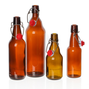 750ml 1000ml Tapa abatible plana fácil Botellas abatibles de vidrio transparente con tapa de tapón hermético para cerveza Vino Agua 100PCs MOQ - Product Image 2