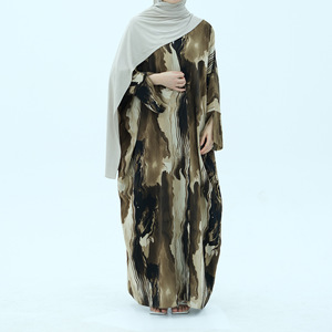 Sharut Dubai Abaya 2025 Kaftan Turc Modeste Abaya Robe Femmes Robe Musulmane Kimono Tie Dye Aquarelle En Mousseline De Soie Imprimé Ouvert Abaya - Product Image 4