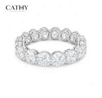 Bague d'éternité à griffes partagées avec diamants ronds de laboratoire certifiés IGI, bague de mariage cercle complet en or 18 carats, bijoux fins écologiques