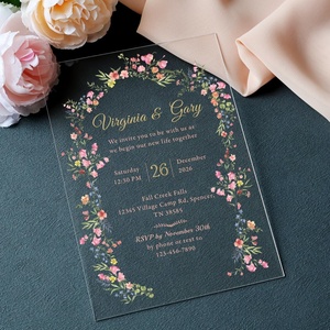 Invitations en acrylique personnalisées modernes pour <span class=keywords><strong>mariage</strong></span>, anniversaire, Quinceañera – Cartes d'invitation en verre acrylique sur mesure - Product Image 1