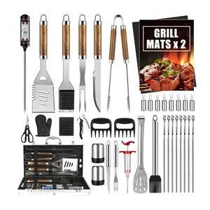 Mingxiang 38 pezzi accessori per barbecue accessori per barbecue Set di attrezzi da campeggio Set per grigliare Set con custodia in alluminio