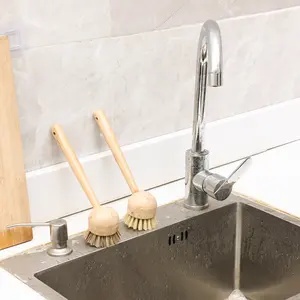 Factory Wholesale Natural Sisal Eco Bamboo Kitchen Dish Brush