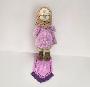 Eid Al-Adha Ramadan Geschenk Strick Amigurumi Häkel spielzeug Muslim Hijab Puppe Mit Gebeten Für Kinder