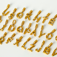 Diy Balloon Bubble Uppercase Letters Insert Pearl Pvd 18K Gold Plated Pendant Fashion Jewelry Stainless Steel Charms Wholesale