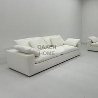 Canapé 3 places OAKEN Cloud pour salon moderne, tissu en lin de luxe, assise profonde, confort, mobilier de salon, canapé rembourré