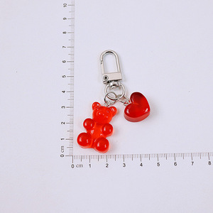 Tối giản kẹo màu Gummy gấu Keychain nhựa thạch Gấu bông với mặt dây chuyền trái tim phụ kiện tự làm quyến rũ Kawaii Keychain - Product Image 5