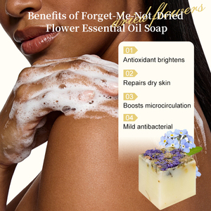 Natural Herbal Forget-Me-Not <strong>Dry</strong> Flower Essential Oil Anti-Aging Handmade <strong>Bar</strong> Soap Violet 110g All Skin Types Custom Logo - Product Image 2