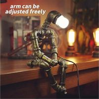 Lámpara de Mesa de Tubo de Hierro LED Estilo Steampunk, Luz de Tubo de Agua de Hierro Vintage Industrial, Lámpara de Mesa Retro de Tubo de Agua para Bar Restaurante