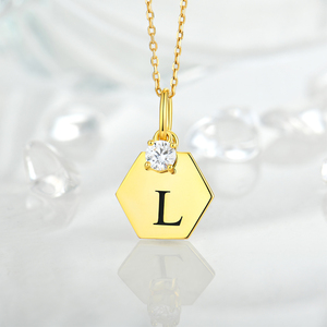YILUN chapado en oro inicial "<span class=keywords><strong>L</strong></span>" colgante collar 925 plata esterlina CZ inicial collar 18K oro joyería personalizada para mujeres - Product Image 3