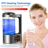 Bouilloire à eau hydrogénée génératrice d'hydrogène actif 2 litres Technologie Spe Pem Ioniseur d'eau hydrogénée avec grand écran LED 1,5 ppm