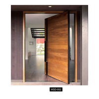 Porte d'entrée de luxe en acajou/noyer massif sculptée à la main, finition teintée sur mesure, panneau de verre double vitrage, porte extérieure