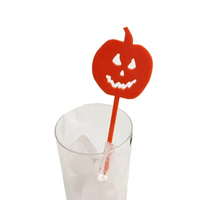 Agitateur de boisson citrouille d'Halloween en acrylique orange, bâtonnet mélangeur de cocktail citrouille, décoration pour fête d'Halloween et bar