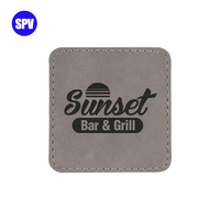 3 "X 3" Carré Rose Cuir Blancs Chapeau Patch Laser Gravable avec Adhésif Laserd Couleur Noir