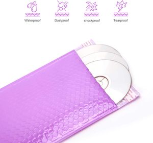 Sobres acolchados de burbujas de polietileno púrpura, bolsas de envío con espuma impermeable a prueba de golpes y rayas autoadhesivas - Product Image 2