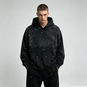 men's hoodies Heavyweight French Terry Cropped Hoodie Custom Printed <b>Zip</b> up Hoodie 100% Cotton Distressed Hoodie for Men - Product Image 4