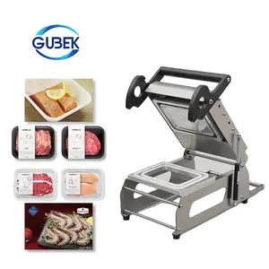 GUBEK, sellador de embalaje, Máquina manual de sellado de bandejas de plástico, sellador de bandejas de carne de pollo para supermercado