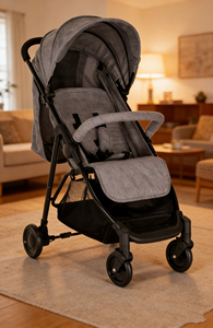 รถเข็นเด็กน้ำหนักเบา โครงคาร์บอนพับได้ด้วยปุ่มเดียว พร้อมเข็มขัดนิรภัย 5 จุด  แบบพับเก็บได้  พร้อมเปลนอนแบบพกพา - Product Image 3