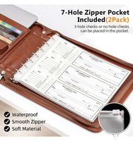 Porte-chèques professionnel extra-large Haoran en cuir PU avec logo personnalisé, classeur à anneaux X