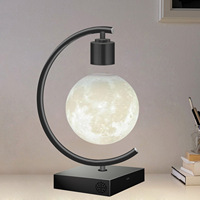 Lampe de table 3D en forme de lune à lévitation magnétique, chargeur sans fil, veilleuse avec haut-parleur Bluetooth, chargeur rapide 18W pour chambre à coucher, bureau