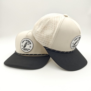 High Quality 5 Panel Polyester Leopard Sporty Golf Performance <b>Hat</b> Custom Rubber Patch Laser Cut Hole Waterproof Snapback <b>Cap</b> - Product Image 1