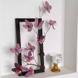 <b>Framed</b> Silk Butterfly Flower Arrangement With Withered Branch Home Decor Living Room Desktop Ornament Artistic Decoration - Product Image 4