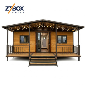<span class=keywords><strong>Casa</strong></span> Modular Prefabricada Tipo Villa de Madera Acogedora de 20x40 pies, <span class=keywords><strong>Casa</strong></span> Contenedor Expandible con Techo a Dos Aguas y Porche, para el Mercado de EE. UU. y Australia - Product Image 1