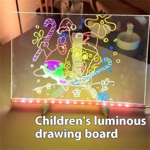 <span class=keywords><strong>Tableau</strong></span> d'écriture en <span class=keywords><strong>acrylique</strong></span> Transparent pour enfants bricolage bloc-notes lumineux pour la <span class=keywords><strong>peinture</strong></span> écriture décrochage affichage Message lumineux jouet - Product Image 2