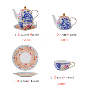 Zarif Lüks İngiliz Öğleden Sonra Çayı Servis Seti Vintage Ev Tipi Çevre Dostu Kemik Çini Kahve Fincanı Tabağı Çaydanlık Hausweet TP-0021 - Product Image 6