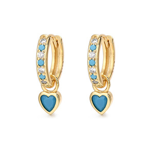<span class=keywords><strong>Orecchini</strong></span> a bottone in Zirconia cubica con cuore di Hanhan | 6 colori personalizzati | Love Design impilabile - Product Image 1