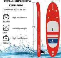 Planche à pagaie gonflable (SUP) Stock WSTOP 10'6'' certifiée CE, capacité maximale 430 lbs, orange, unisexe, accessoires complets
