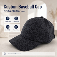 Gorras de Lujo con Estampado de Leopardo al por Mayor, Gorras Deportivas Personalizadas de 6 Paneles, Gorras de Béisbol Bordadas de Algodón con Cierre a Presión