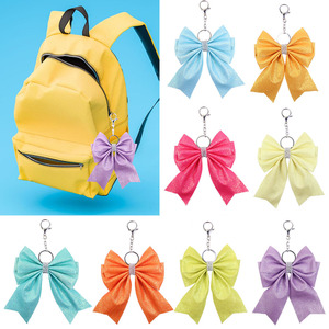 Venta al por mayor Crystal Cheer Bows Rhinestone Llavero Bolsa Accesorios Exquisito flash arco llavero - Product Image 5