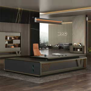 Escritorio de oficina ejecutivo de gama alta personalizado, mesa de director en forma de L con panel de estilo de madera para muebles de oficina modernos - Product Image 1