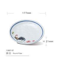 Assiette ronde en mélamine incassable motif coq pour restaurant