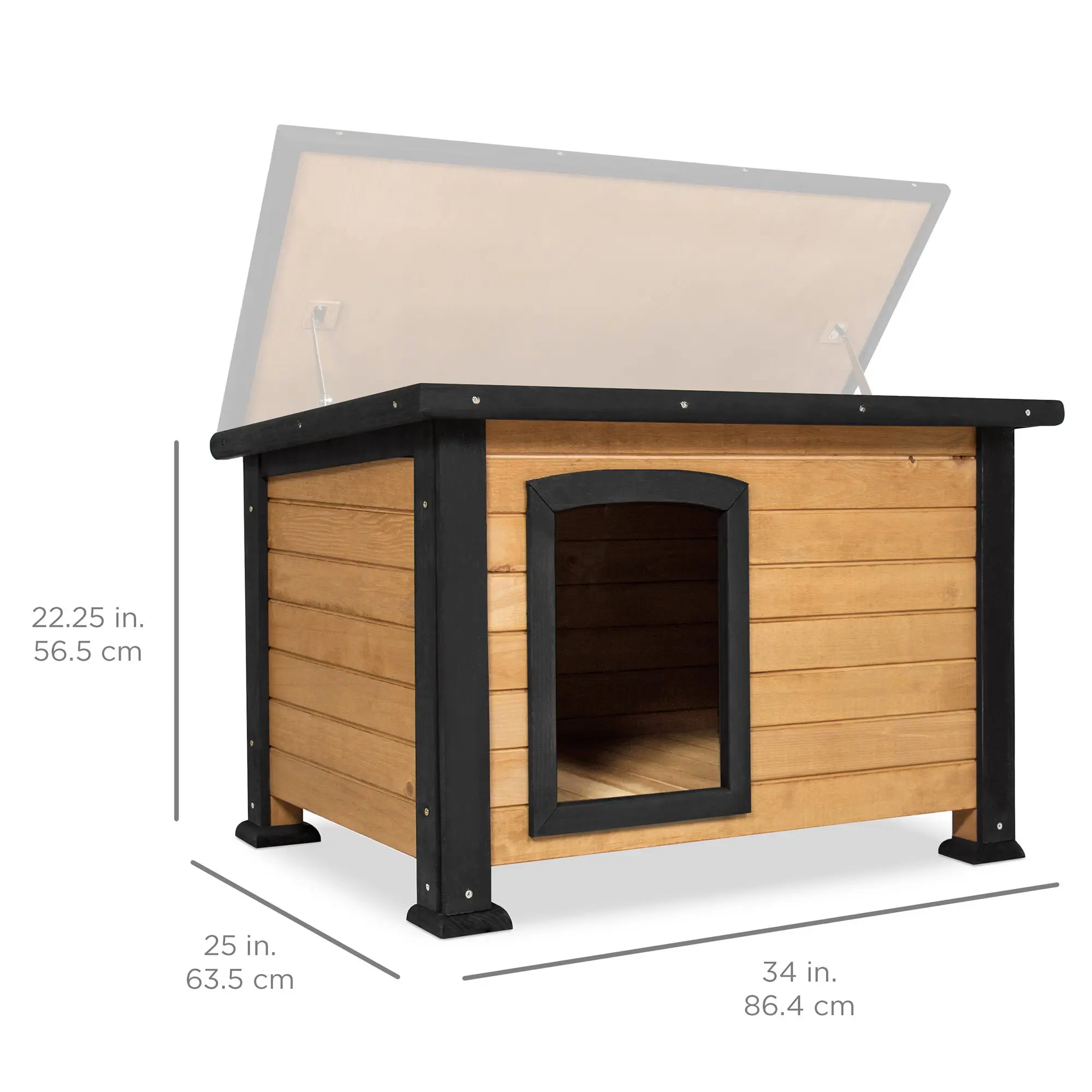 Casa de madera para perros de techo plano