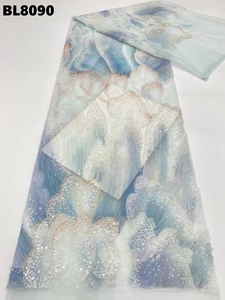 2025 Unique Heavy <strong>Gradient</strong> Bridal Beaded Lace with Sequins Embroidered <strong>Mesh</strong> Lace French Lace <strong>Fabric</strong> for Wedding for Party - Product Image 4