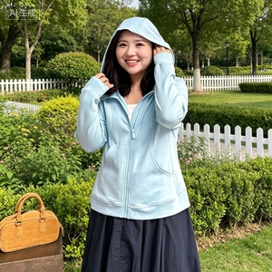 Sudadera con capucha y cremallera para primavera y otoño, informal, transpirable, ligera, adelgazante, entallada, versátil, para uso diario, talla grande para mujer - Product Image 3
