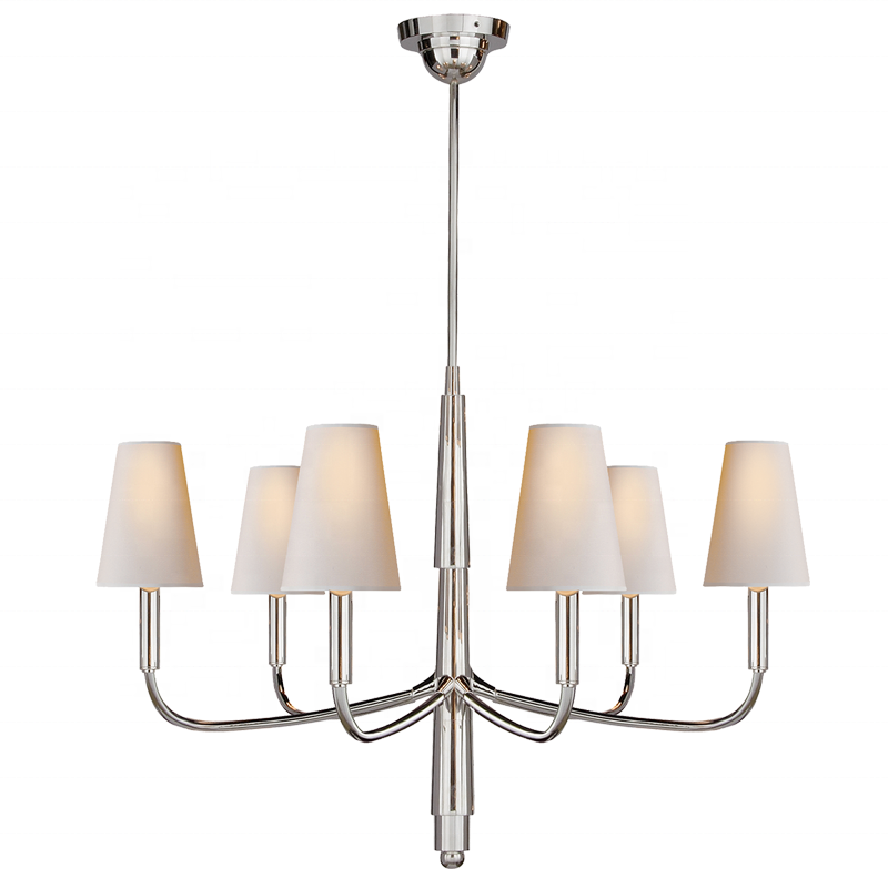 Современные декоративные подвесные люстры из сатина и никеля с 6 лампочками