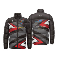 Veste matelassée d'hiver décontractée de grande taille en polyester chaud de haute qualité, personnalisée OEM, sublimation, course automobile F1
