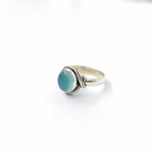 Bague en chalcédoine aqua, argent sterling 925, bague en pierres précieuses, collection réglable, bagues fines, bijoux en argent, prix de gros - Product Image 4