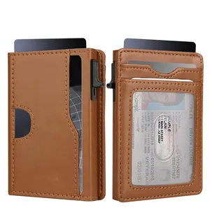 Benutzer definierte Vorder tasche Herren Pop-up-Brieftasche RFID-Blockierung Bifold-Karten halter Pu Leder Brieftasche