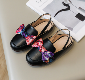 Sandales plates pour fille, confortables, avec nœud coloré, blanches et noires, pour mariage, usage quotidien, danse, anniversaire, style princesse - Product Image 4