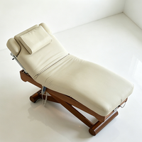 Lit de beauté électrique à 3 moteurs au design unique, avec cadre en bois, pour salon de beauté, lit de spa facial extensible, lit de traitement chauffant moderne