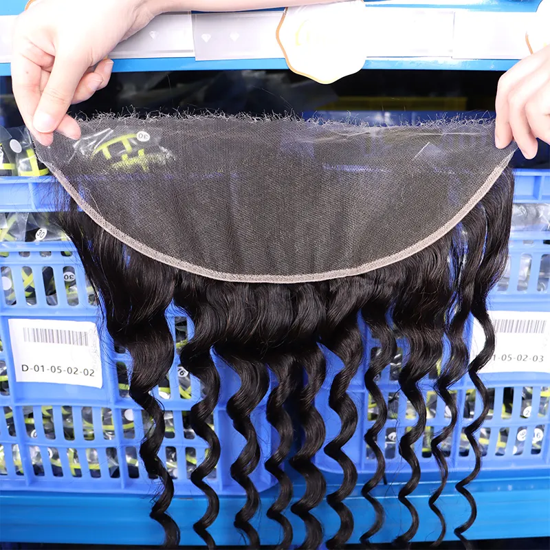 Capelli vietnamiti 10a 12a capelli umani vergini grezzi naturali Swiss HD Front Lace Vendor Deep Wave Frontal